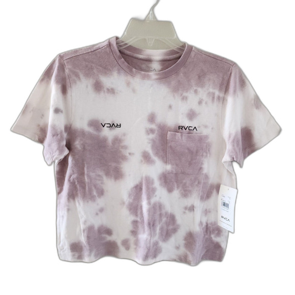RVCA t-shirt cropped small tie-dye mauve white NWT - Picture 1 of 4